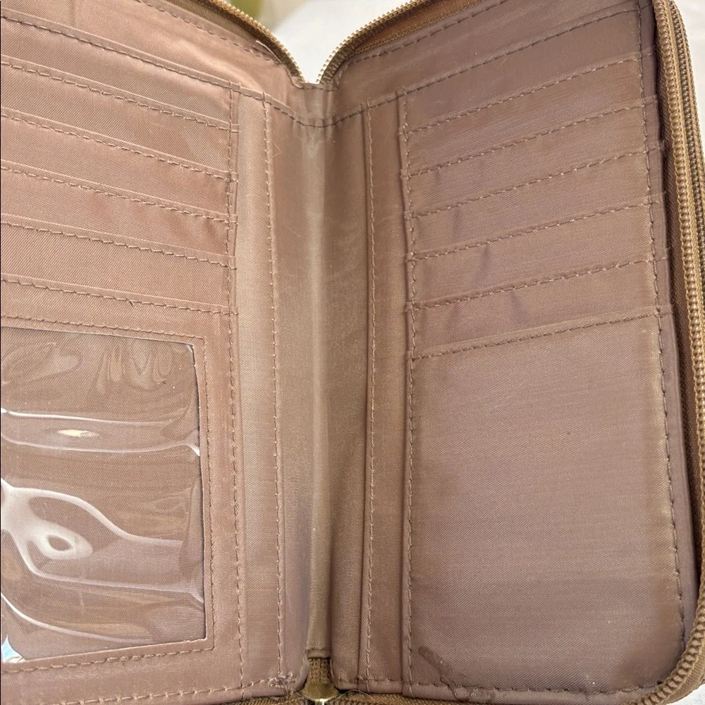 Bueno Brown Embossed Faux Leather Clutch Wristlet Wallet